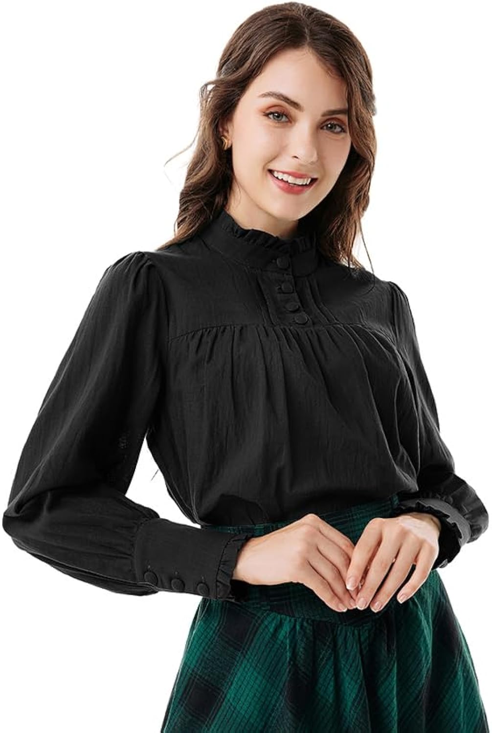 Gothic Victorian Blouse Tops for Women 2026 Cotton Long Sleeve Renaissance Shirt