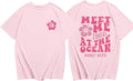 Cute Hawaiian Beach T Shirts for Girls Kids Aesthetic Pink Hibiscus Flower Shirt Oversized Summer Graphic Tee Tops