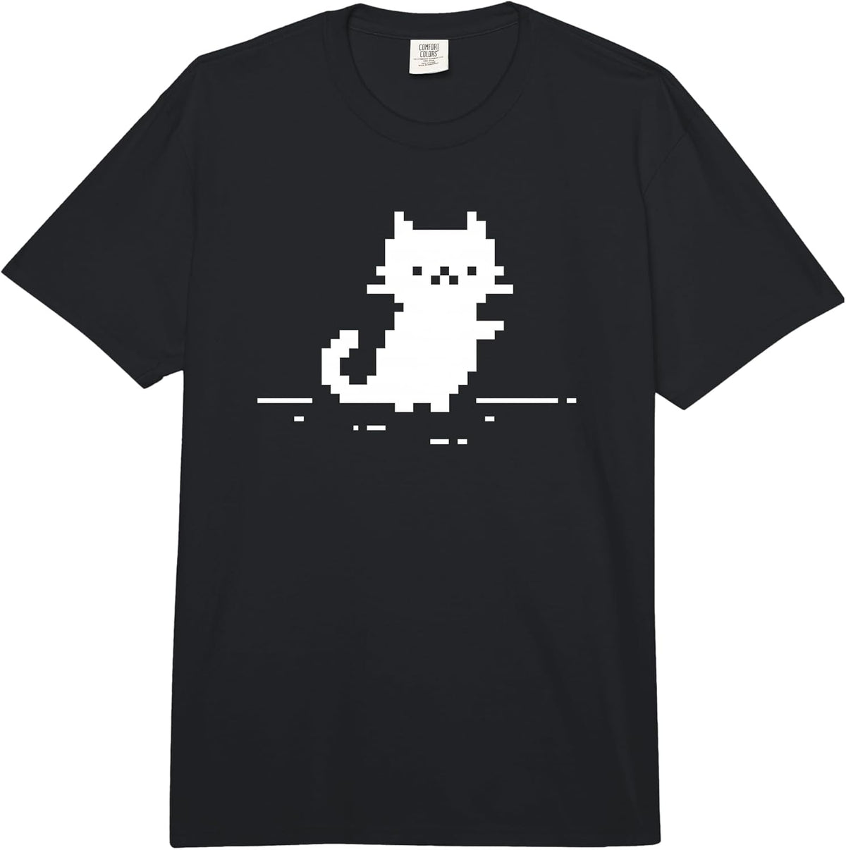 Cute Cat Minimal Pixel Art Nostalgic Retro 8-bit Gamer Comfort Colors Adult Heavyweight T-Shirt
