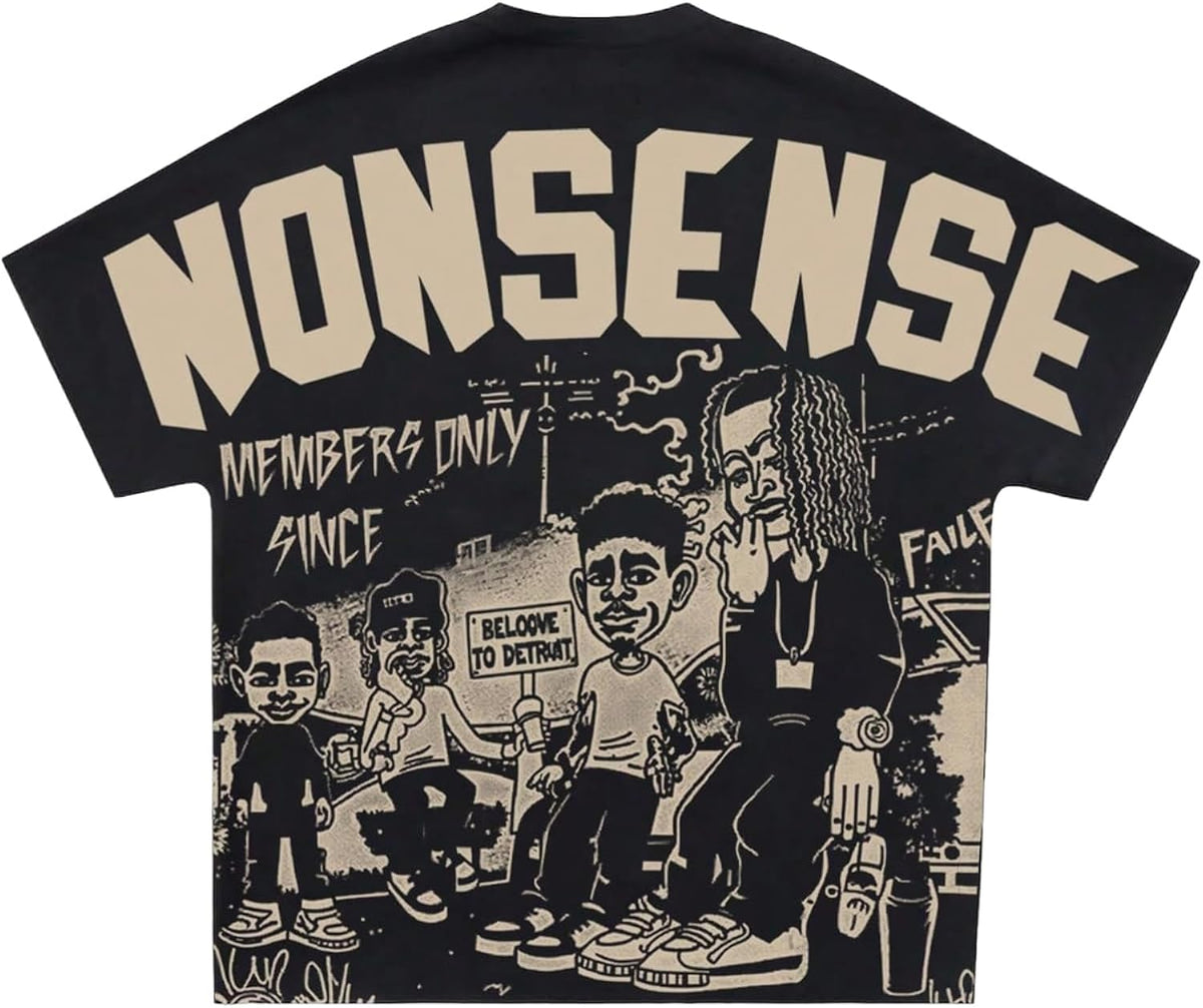 Men's T-Shirt Y2K Graphic Tees Short Sleeve Punk Summer Loose Top Streetwear