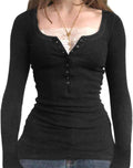 Women Fairy Tops Grunge Clothes Y2k Shirt Long Sleeve Lace Collar Vintage Aesthetic Blouse
