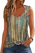 Summer Tank Cute Tops for Women Casual Sleeveless Shirt Loose Fit Scoop Neck O Ring Shoulder Blouse