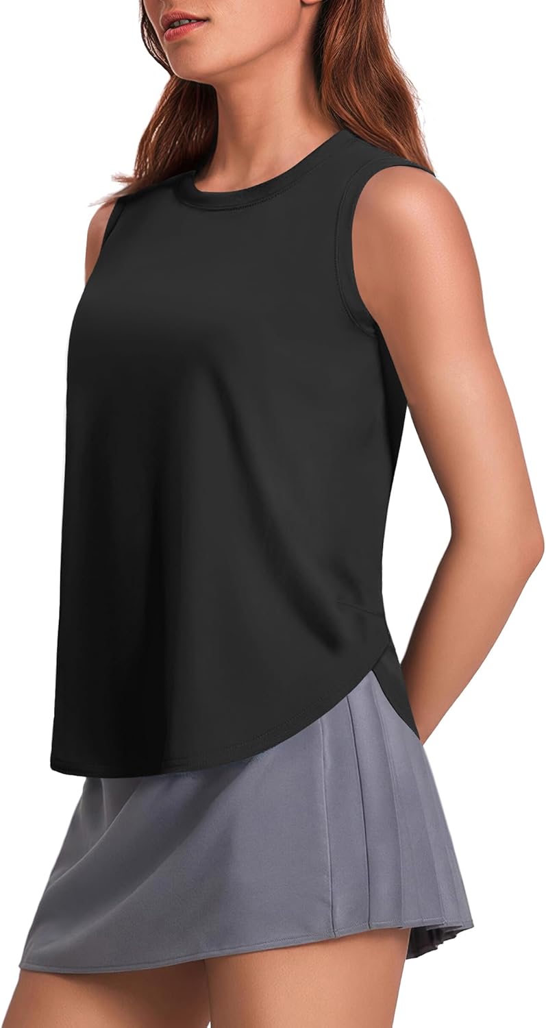 Workout Tank Tops Woman UPF 50+ Yoga Tanks Quick Dry Sleeveless Gym Shirts with Side Slits Loose Fit Athletic Top