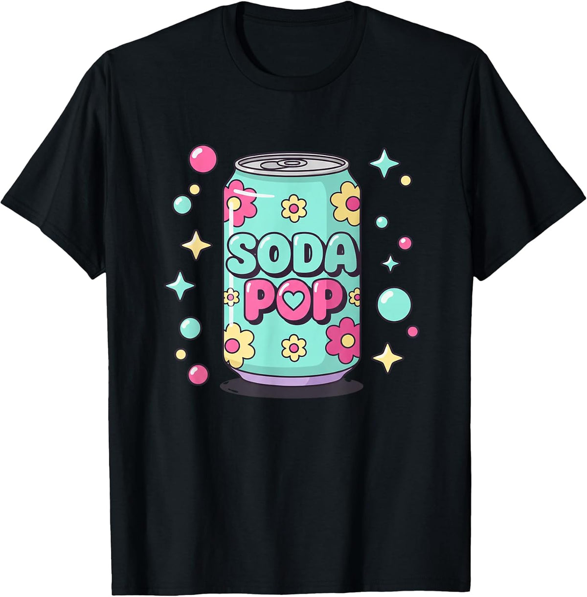 Soda Pop Kids Cute Floral Can Retro Pop Art Soda Pop T-Shirt