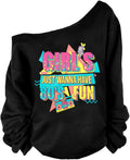 80s 90s Outfits for Women 80's Theme Party Long Sleeve Shirt 90s Off the Shoulder Retro Neon Disco Pullover