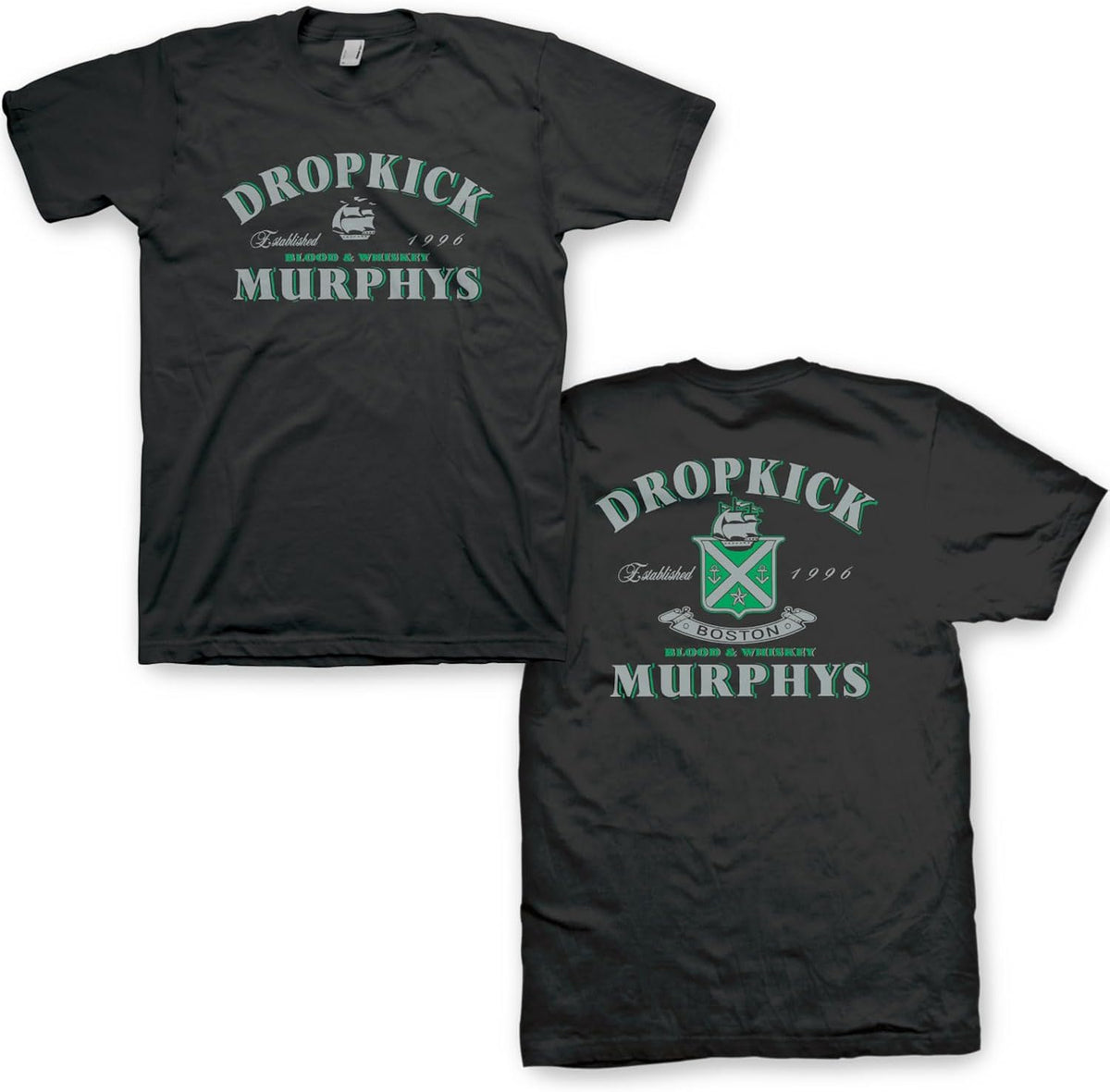 Dropkick Murphys Blood & Whiskey Est. '96 Mens Black Short Sleeve T Shirt Celtic Punk Band Graphic Tees