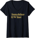 Women's Sunshine and Wine Funny Summer Drinking Quote V-Neck T-Shirt