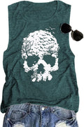 Skull Shirts for Women Funny Gothic Graphic T-Shirts Novelty Horror Tee Casual Athletic Tops