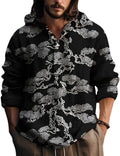 Japanese Style Long Sleeve Hooded Shirts Button Down Shirt Casual Tops for Spring Fall Hawaiian Beach Yoga Tshirts