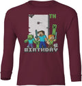 Happy 8th Birthday - Pixel Game Art Gaming Bday Gift Youth Long Sleeve T-Shirt