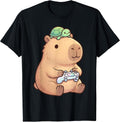 Cute Capybara Anime Gamer Turtle Funny Graphic Kawaii T-Shirt