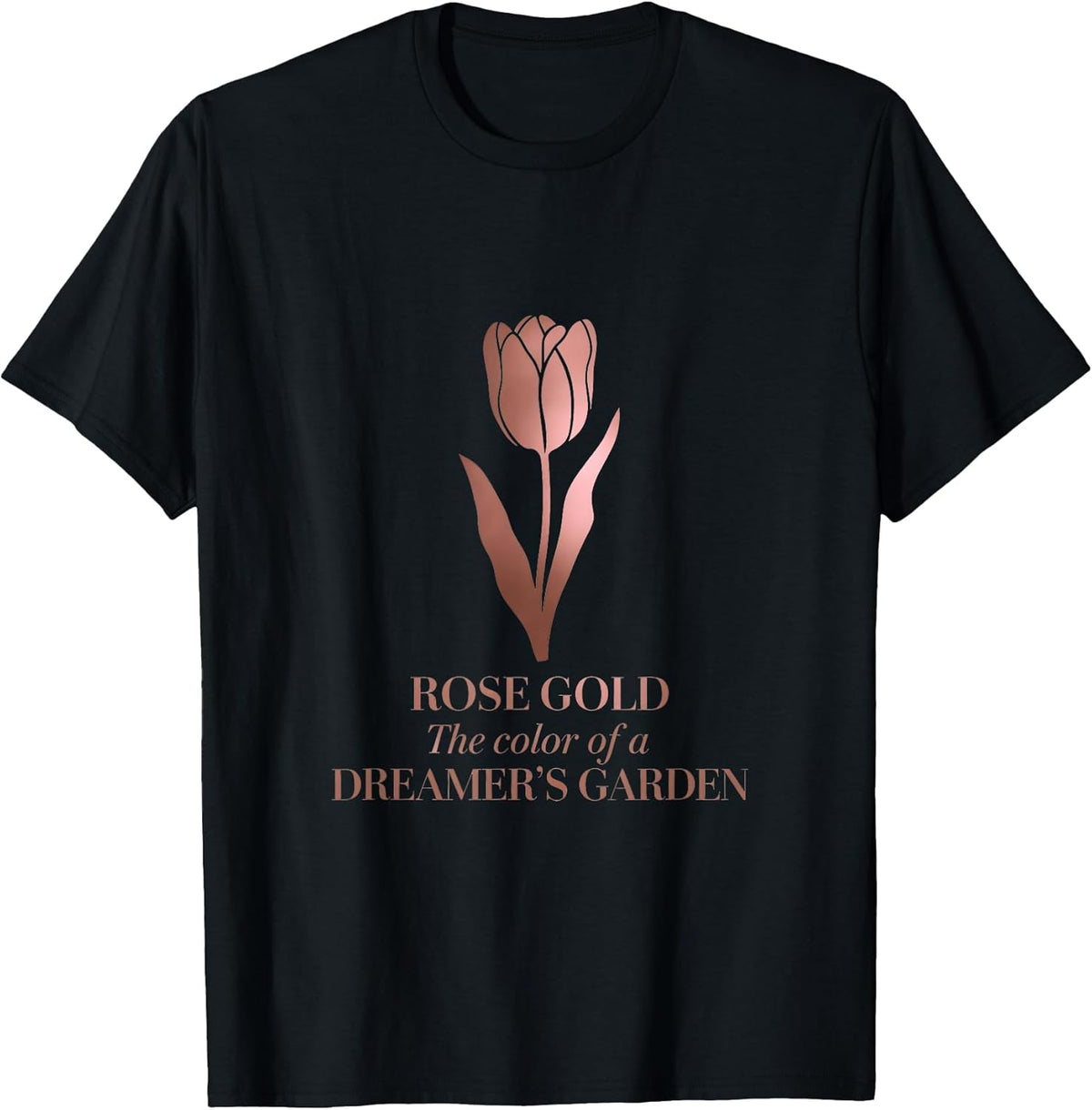 Minimalist Floral Rose-Gold Dreamer’s Garden Tulip Art T-Shirt