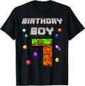 7th Birthday Boy 7 Video Gamer Pixel Number Seven Bday Party T-Shirt