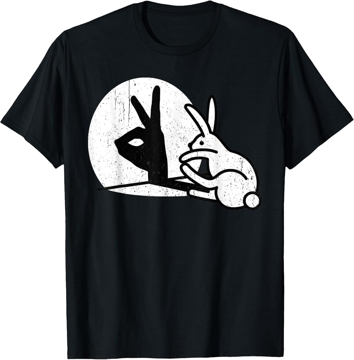 Vintage Funny Rabbit Hand Shadow Puppets Bunny Pop Art T-Shirt
