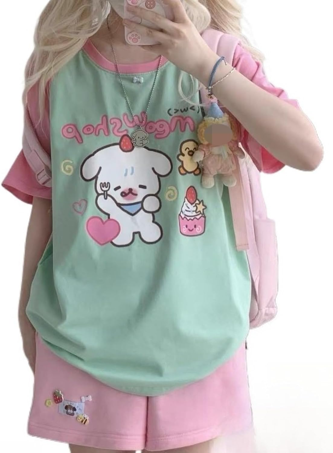 Y2k Kawaii Shirts for Women Cartoon Graphic Cute Cat Tees Off Shoulder Cutecore Shirts Harajuku Fashion Top