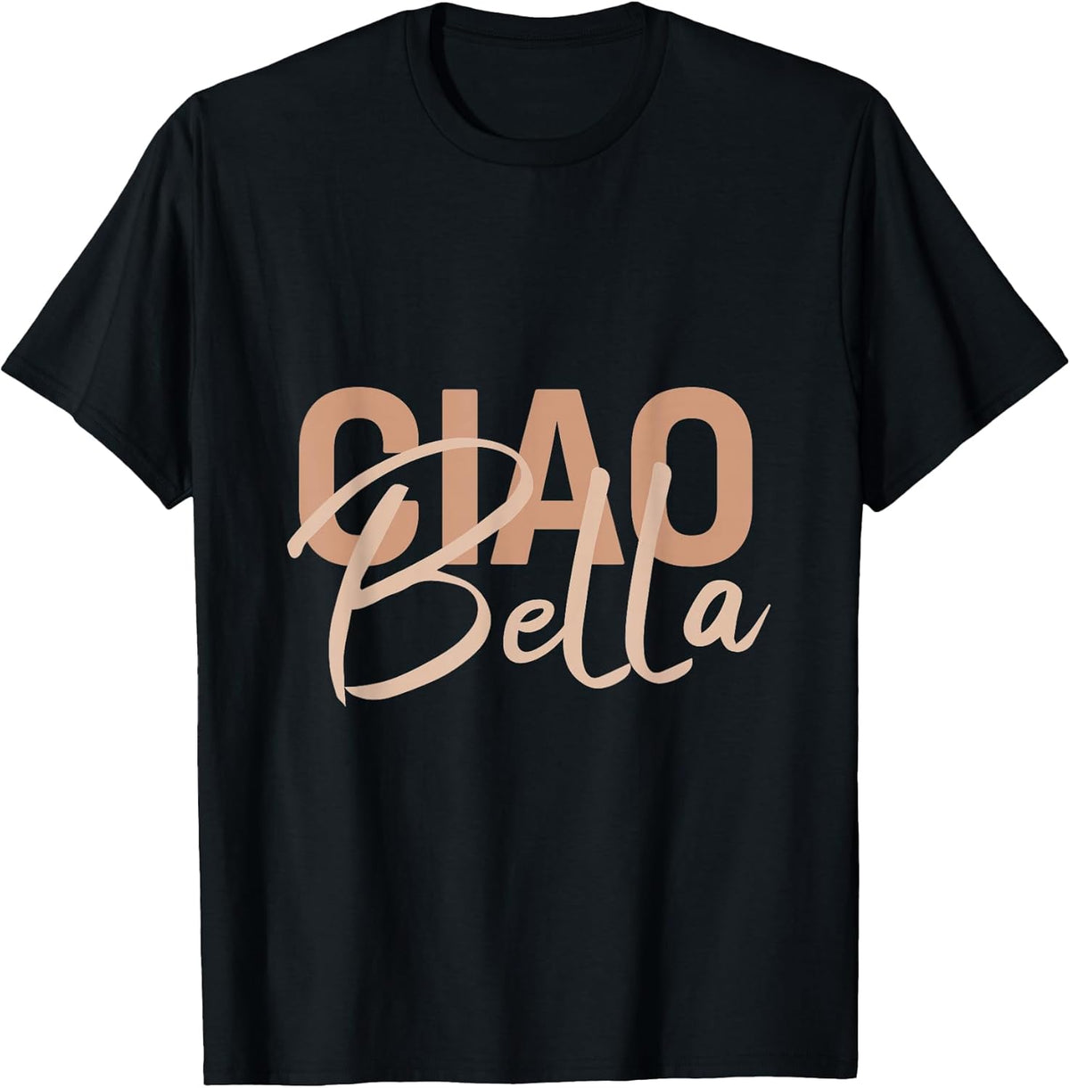 Elegant Italian Ciao Bella Minimalist Beige Script Design T-Shirt
