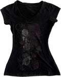 Grunge Shirt 2000s Clothing Teen Girls Women Vintage Graphic Y2k Short Sleeve Goth Tee Emo Clothes Streetwear