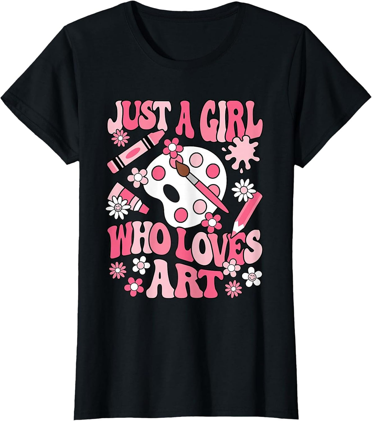 Just A Girl Who Loves Art Painting Artist Girls Kids T-Shirt