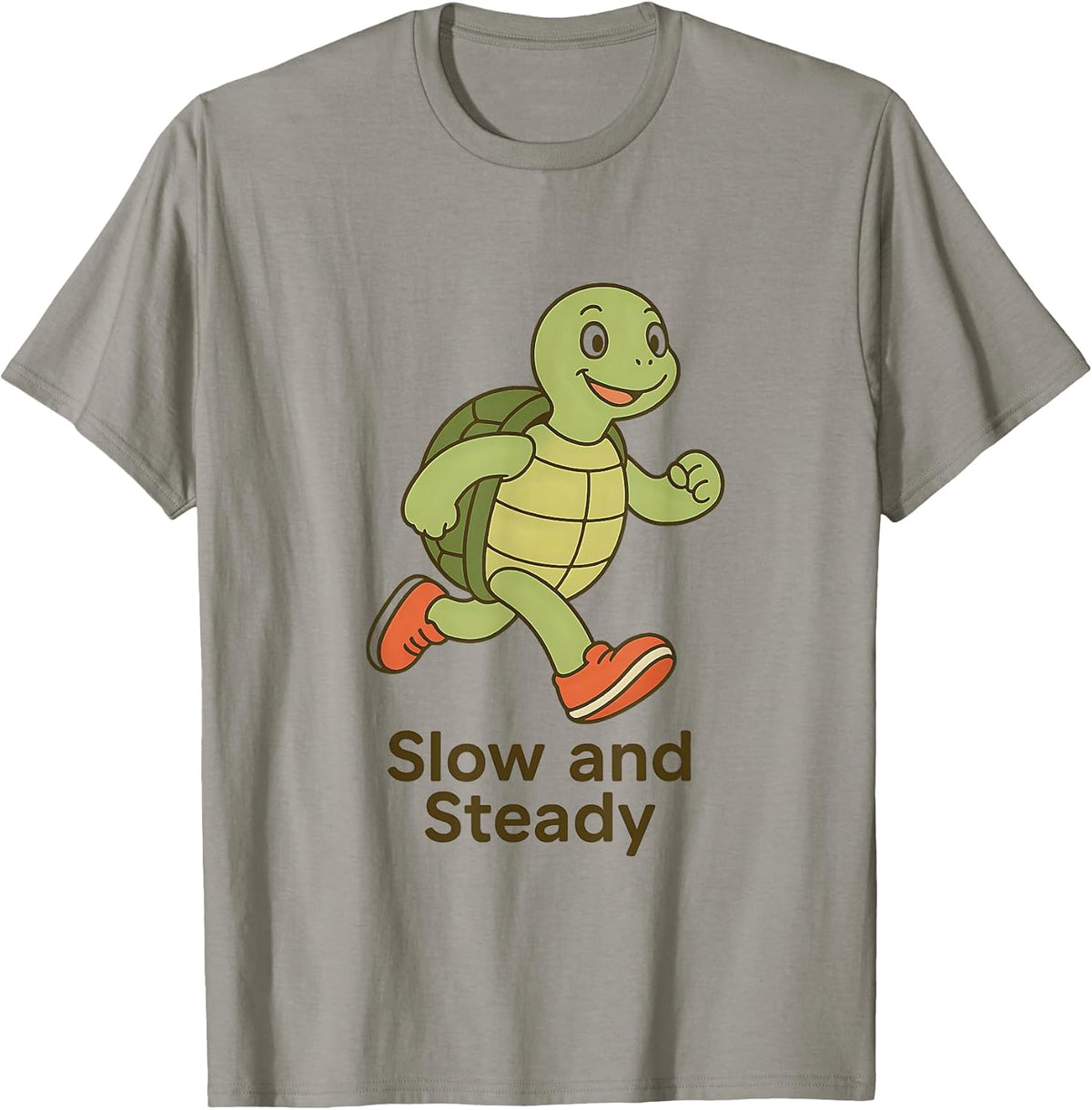 Minimalist Cartoon Turtle in Running Shoes Funny Confident T-Shirt
