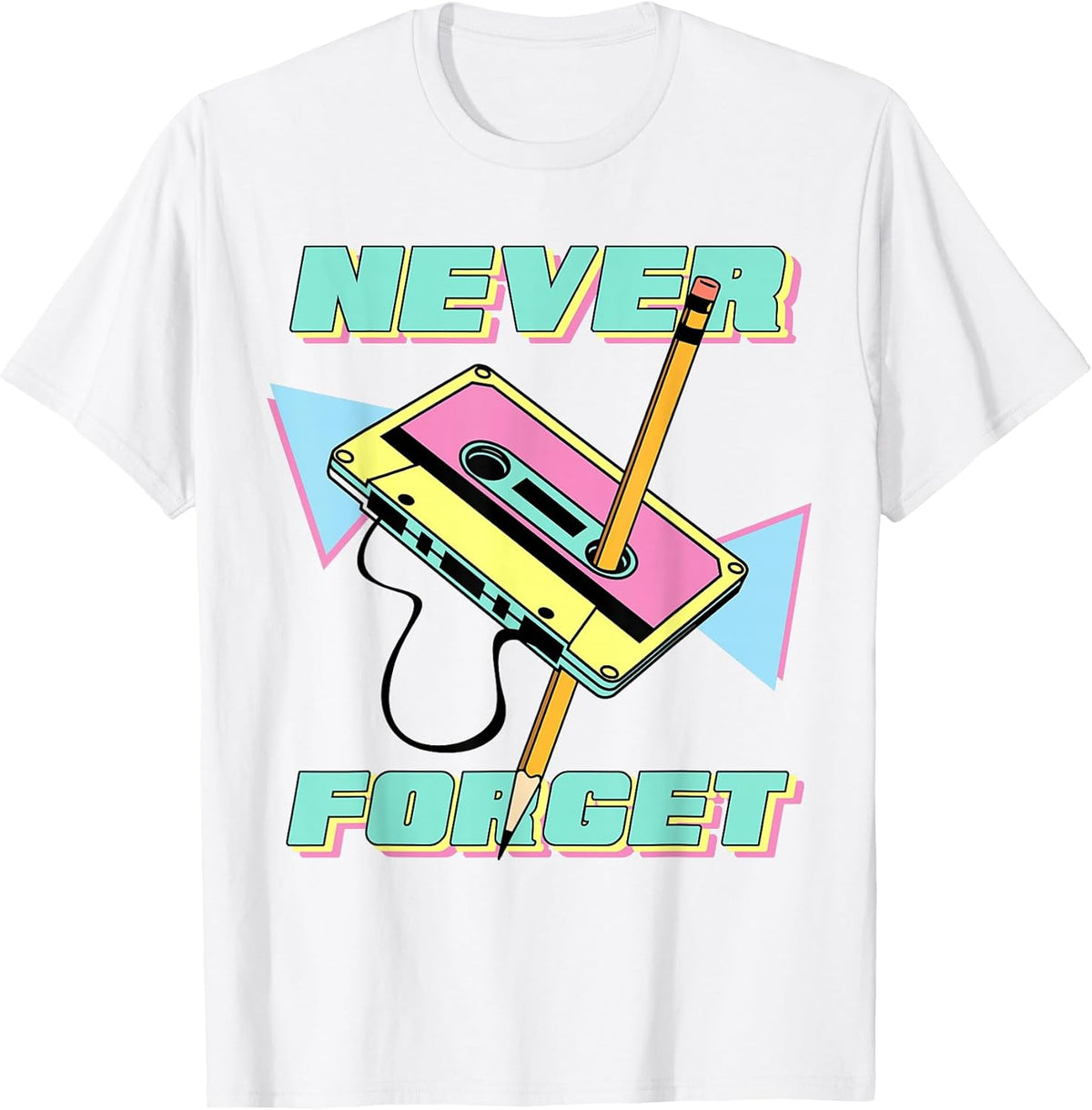 90s Party Costume 80s Never Forget Retro Cassette T-Shirt