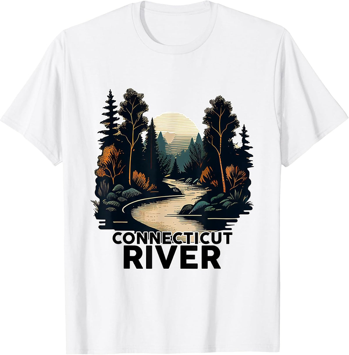 Connecticut River T-Shirt Retro Minimalist River Connecticut T-Shirt