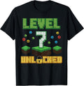 Level 7 Unlocked Pixel Gamer 7th Birthday Gaming Boys Kids T-Shirt
