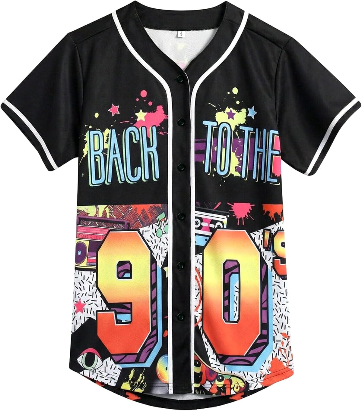 80s 90s Baseball Jersey for Women Hip Hop Custom Outfit for Party Back to The 80s 90s Retro Button Down Shirts