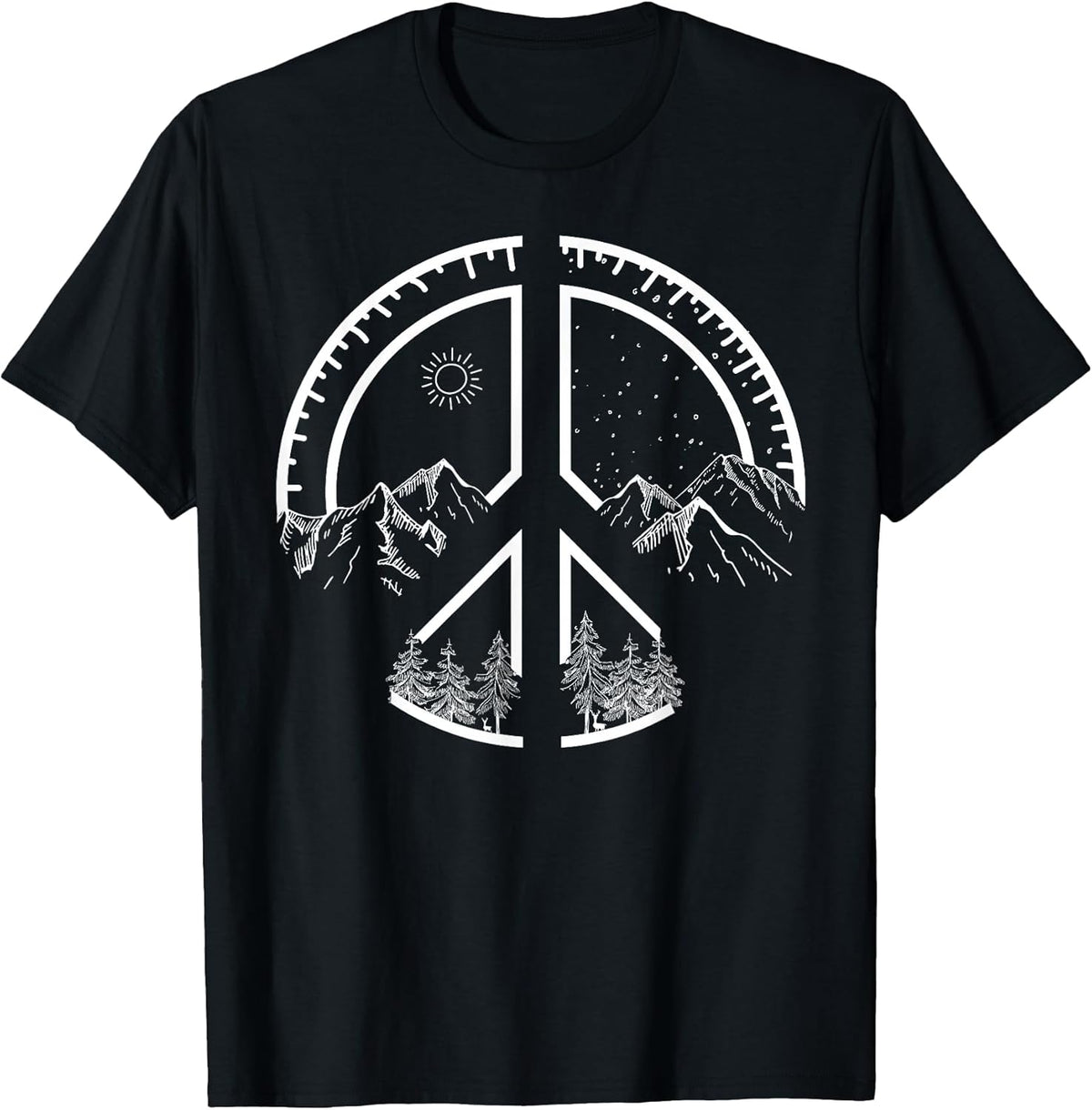 Four Seasons Peace Sign Outdoor Adventure Hippie T-Shirt