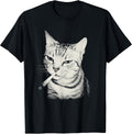 Smoking Cat Cigarette Kitten Funny Meme Stupid Brainrot T-Shirt