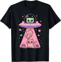Cat UFO Cute Funny Kitty Kawaii Space Pink Spaceship Alien T-Shirt