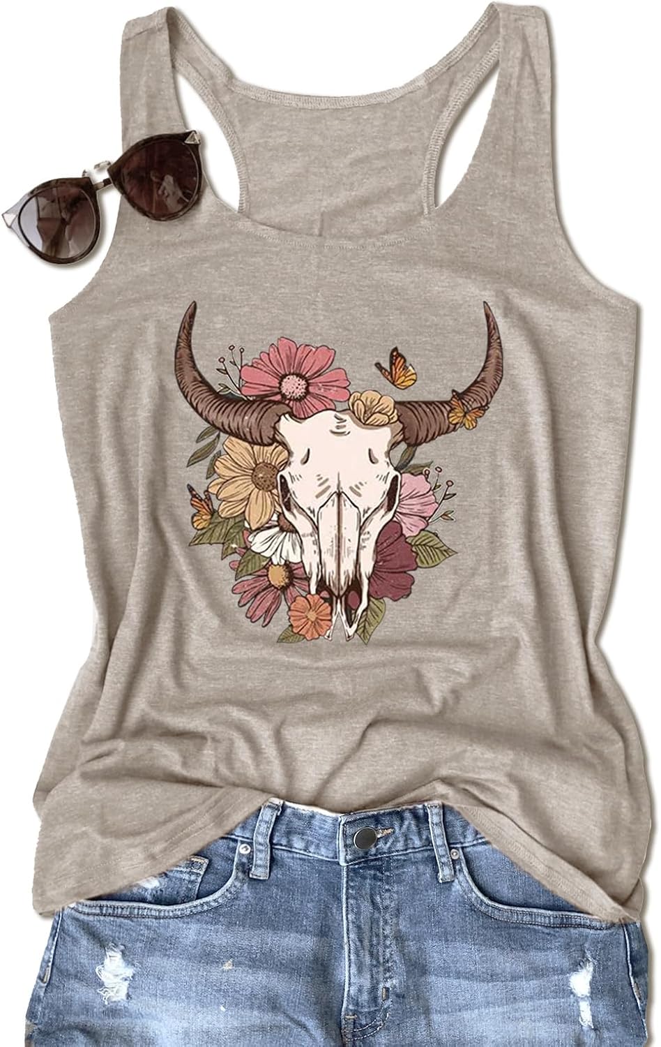 Graphic Tees for Women Summer Tank Tops Vacation Outfits for Women Country Concert Tops Summer Racer Back Tank Tops
