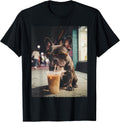 French Bulldog Drinking Iced Coffee Funny Animal T-Shirt