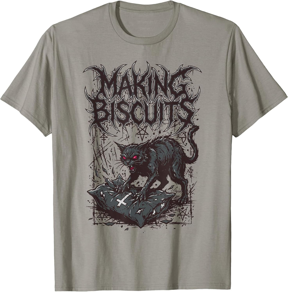 Death Metal Cat Making Biscuits Funny Heavy Metal T-Shirt