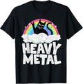 Heavy Metal Cat Satanic Kids Punk Rock Band Metal Rainbow T-Shirt