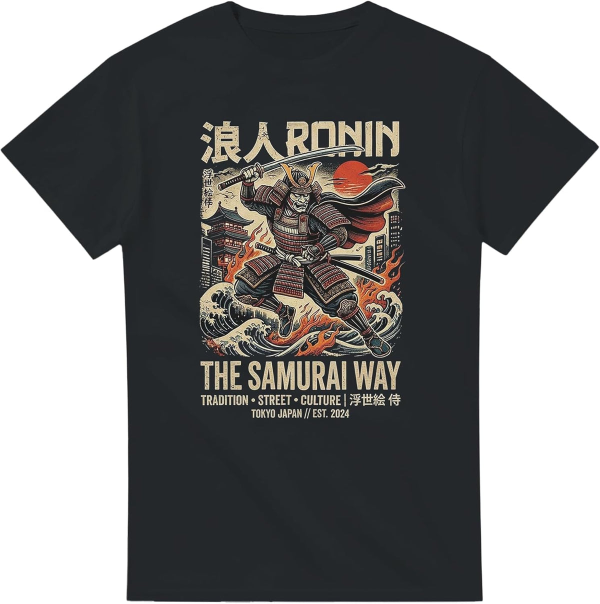 Japanese Samurai T-Shirt – Vintage Ukiyo-e Inspired Warrior Graphic Tee for Men & Women, Japanese Art Shirt