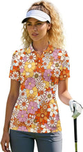 Womens Golf Shirts Collared Short Sleeve T Shirt Lightweight Moisture Wicking Casual 3 Buttons Outfits