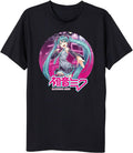 Hatsune Miku Anime Cartoon Circle Frame Black Graphic Tee