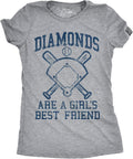 Womens Diamonds are A Girls Best Friend Tshirt Funny Cute Baseball for Ladies