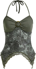 Women's Y2k Halter Top Fairy 2000s Clothing Asymmetrical Going Out Tops Aesthetic Whimsical Clothes