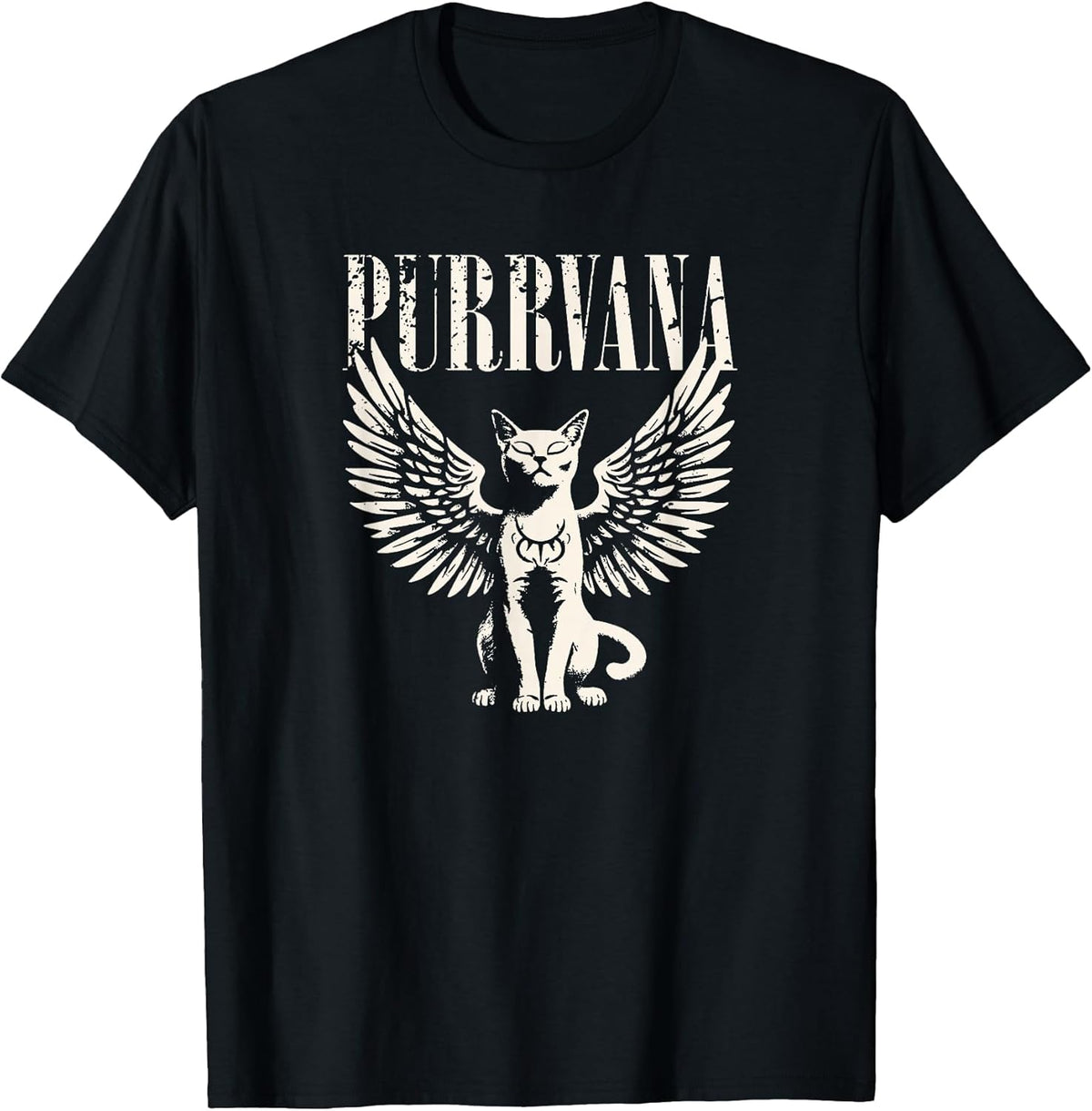 Purrvana Funny Cat Parody 90s Grunge Rock Music T-Shirt