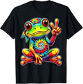 Tie Dye Frog Peace Sign Hippie T-Shirt