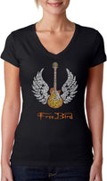Women's Word Art V-Neck T-Shirt - Free Bird