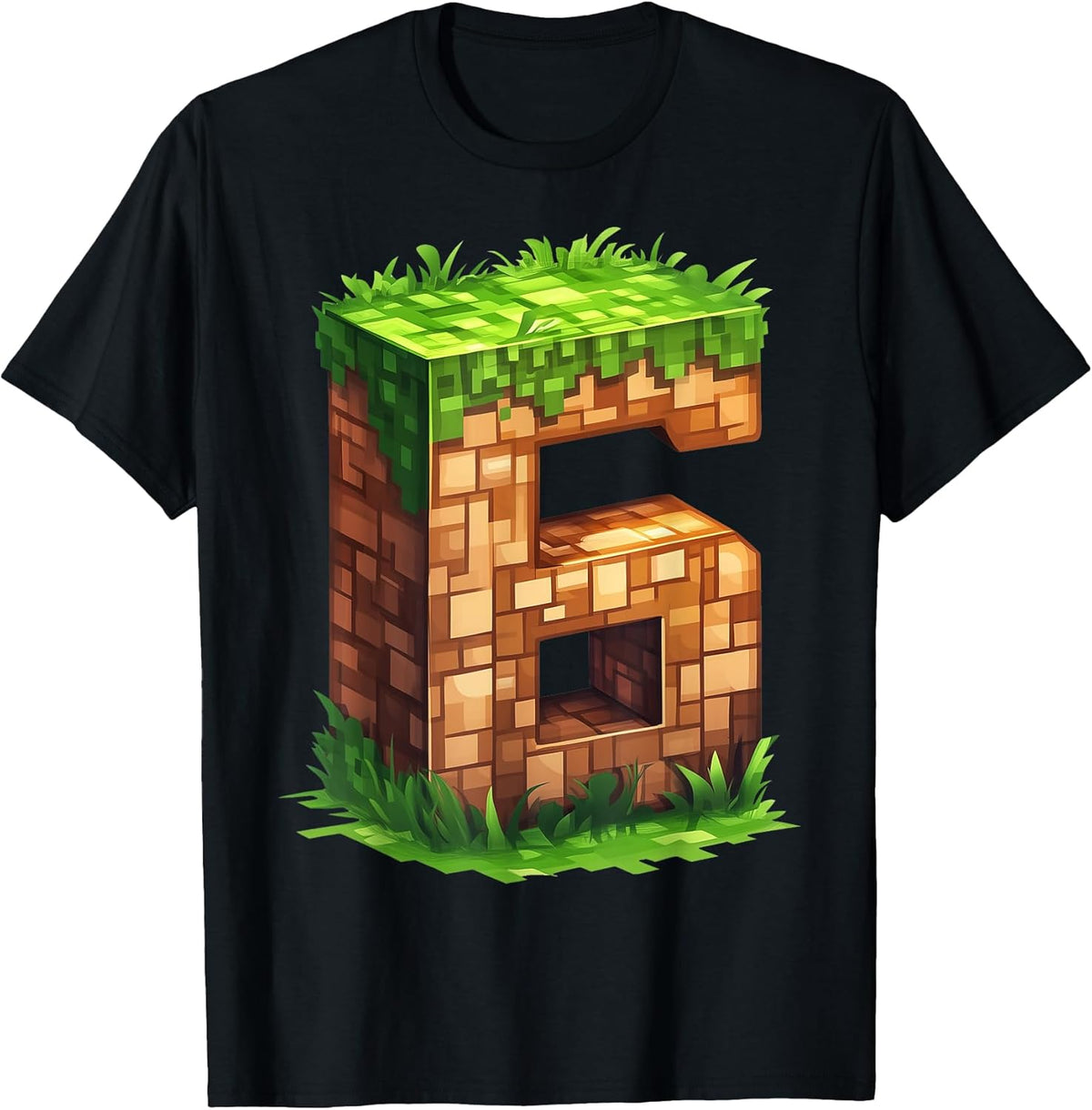Fun 6th Birthday Number 6 Video Gamer Pixel Themed Bday Boys T-Shirt