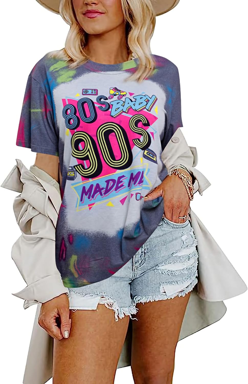80s Baby 90s Made Me Shirt Womens 90s T-Shirt 90's Outfit Tops Casual 1990s Party Shirts Top