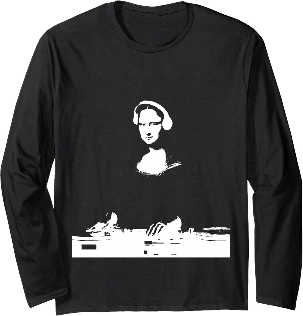 Mona Lisa DJ Art - Funny EDM Techno Rave Music Long Sleeve T-Shirt
