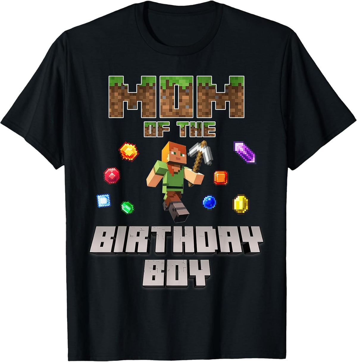 Mom of The Birthday Boy Video Gamer Pixel Number T-Shirt