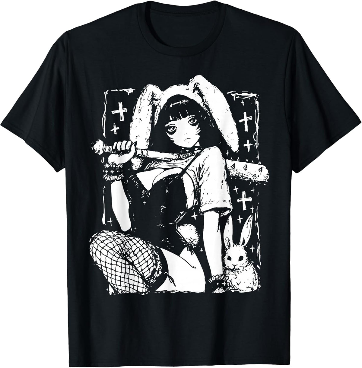 Creepy Horror Bunny Girl Anime Manga Alt Kawaii Harajuku T-Shirt