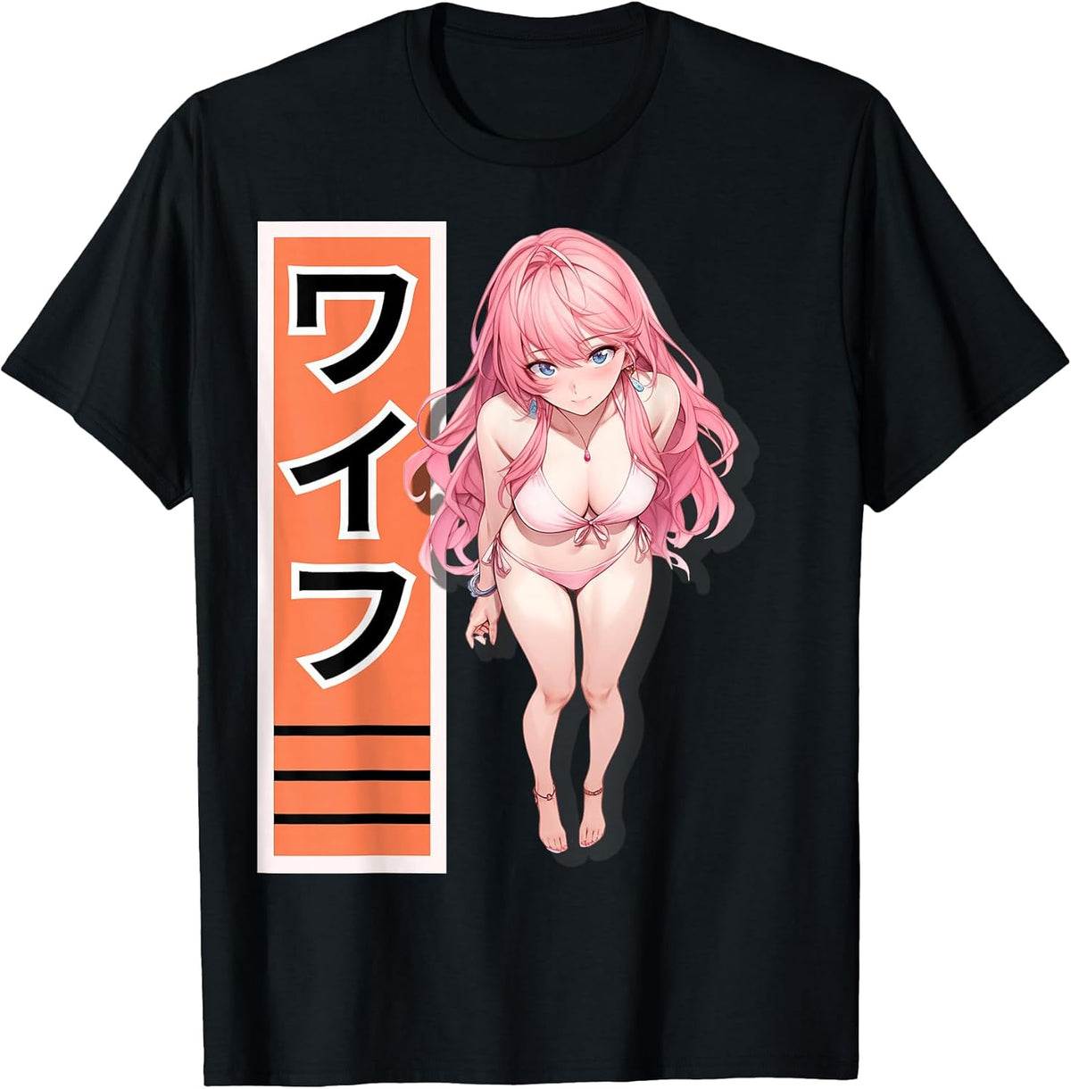 Vibrant Anime Girl Waifu Kawaii Design for Manga and Otaku T-Shirt