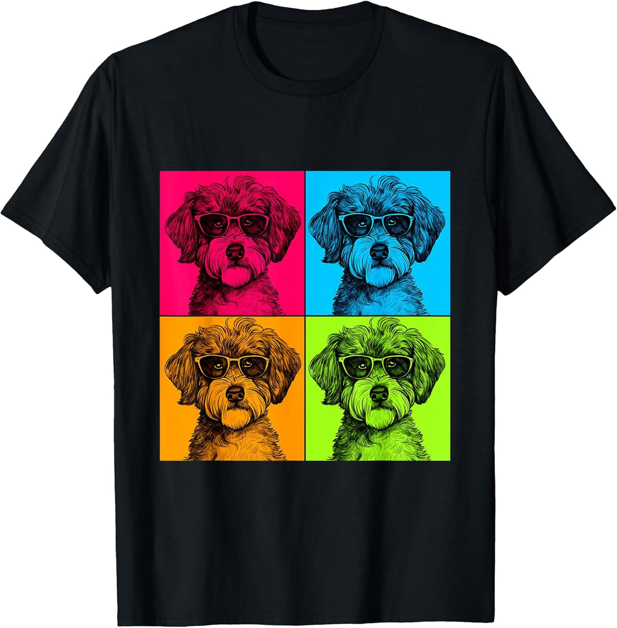 Schnoodle Dog Pop Art Design Illustration Colorful Men Women Girls Kids T-Shirt