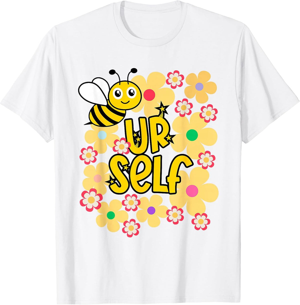 Be Yourself Kawaii Bee with Rainbow Flowers T-Shirt